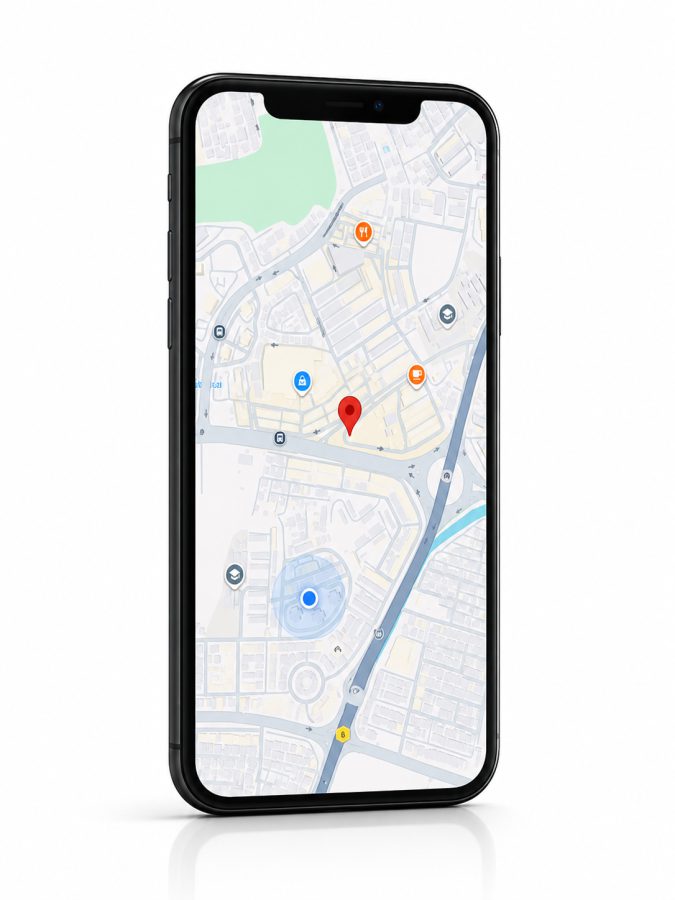 BizCloud App mobile GPS attendance on a smartphone map