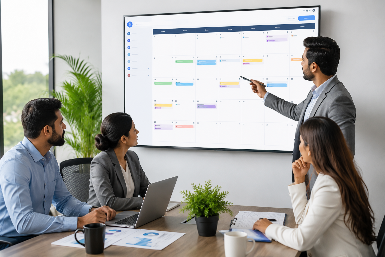 Malaysian HR manager reviewing attendance summary dashboard