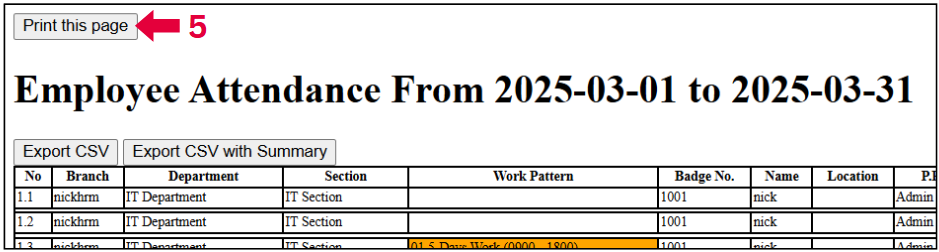 Attendance List